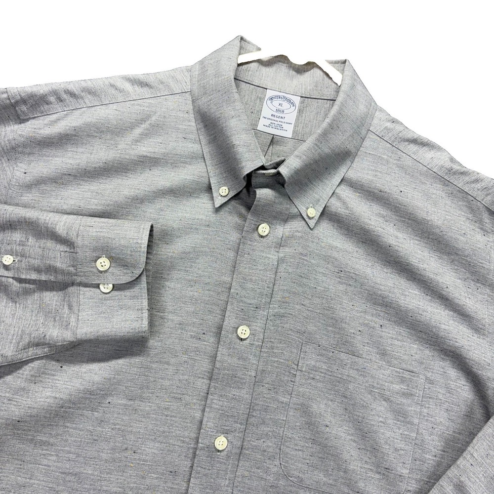 Brooks Brothers Shirt Mens XL Regent Gray Speckled Button Down Long Sleeve